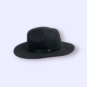 Free People Wool Hat Womens Black Fedora Rancher Band One Size Sun Hat Festival